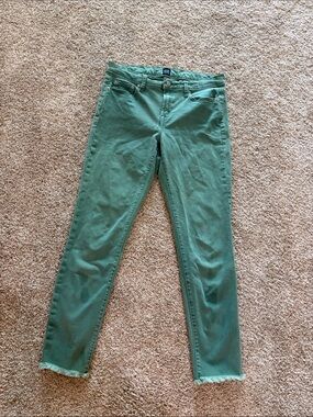 GAP Teal Green Skinny Jeans with Frayed Hem